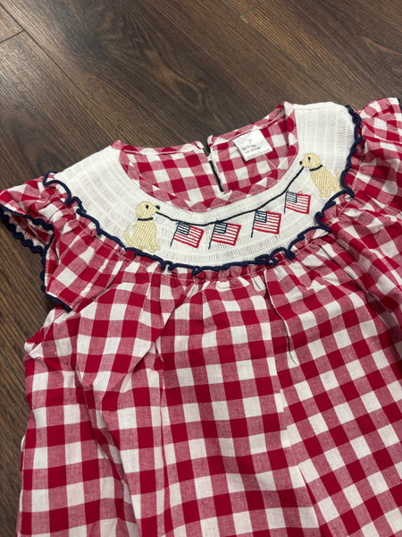 Girls Smocked Flag Dress