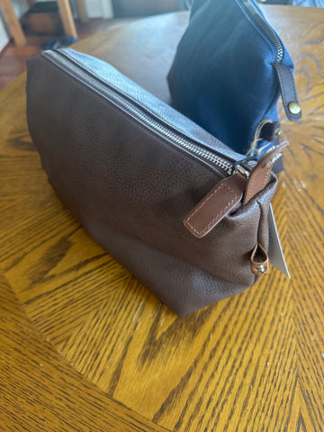 Brown Zippered Shave Kit with Secure Snaps
