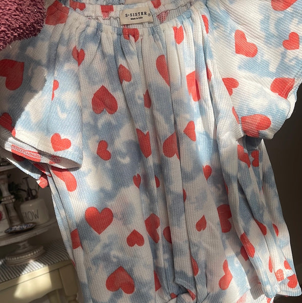 Girls Heart Cloud Flutter Top