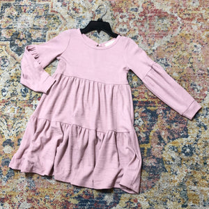 Girls Mauve Waffle Knit Dress