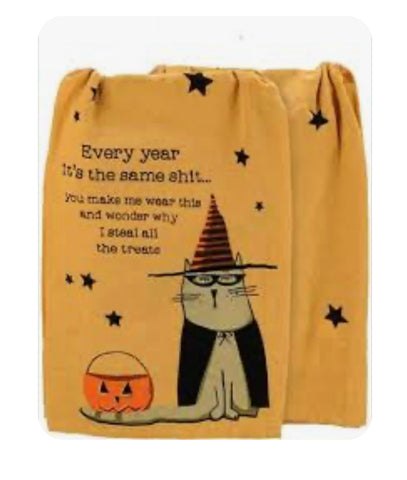 Every Year Same Halloween Tea Towel