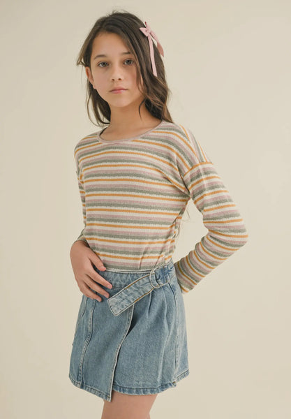 Girls Fall Stripe Light Sweater