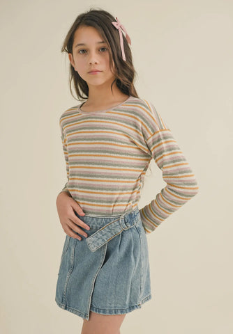 Girls Fall Stripe Light Sweater