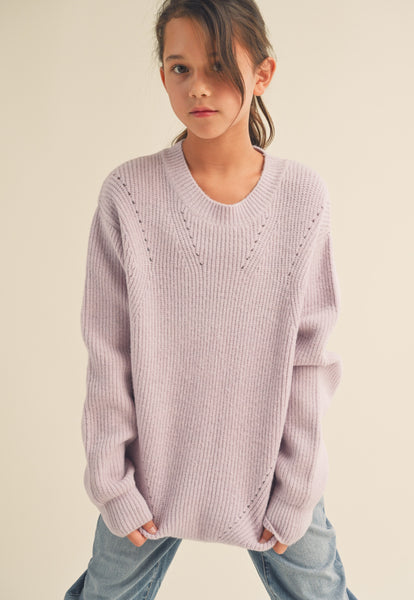 Girls Long Lavender Sweater