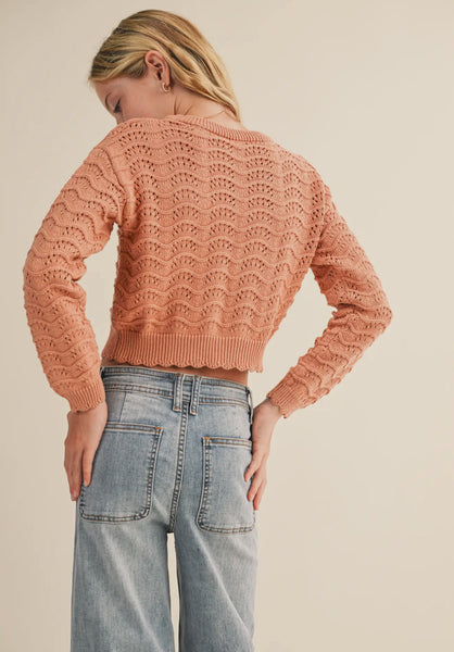 Girls Burnt Pumpkin Wavy Sweater