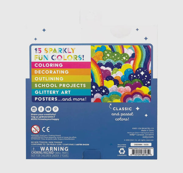 Rainbow Sparkle Glitter Markers