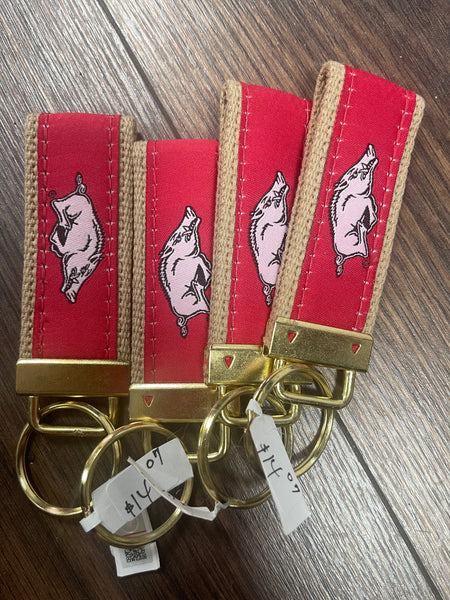 Collegiate Canvas Grosgrain Ribbon Keychain
