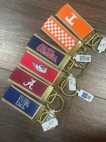 Collegiate Canvas Grosgrain Ribbon Keychain