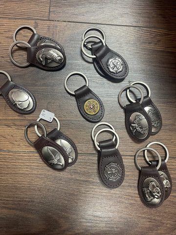 Leather Emblem Concho Keychain