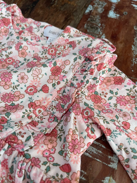Pink Floral Ruffle Tiered Dress Set