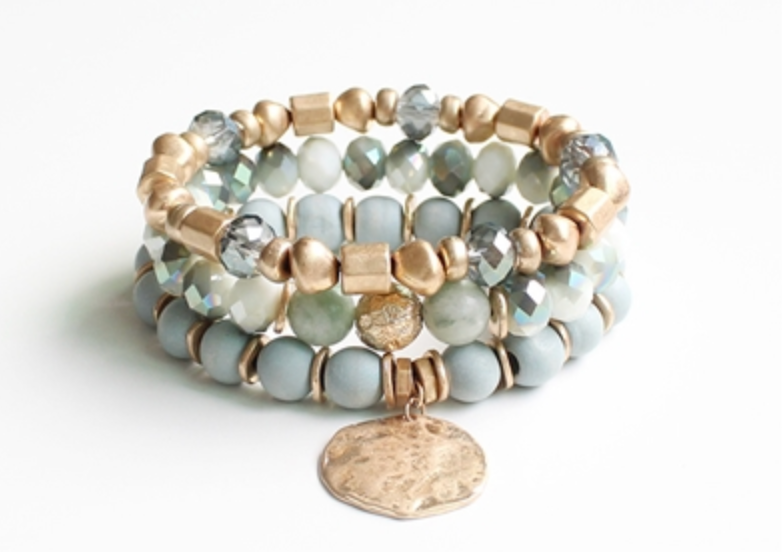 Gold Disc Stretch Bracelet