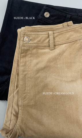 Suede Cream Wide Leg Jean