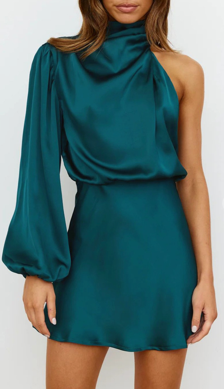 Satin One Shoulder Dress