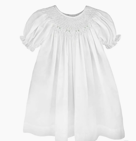 Smocked Daygown with Raglan Embroidery + Bonnet