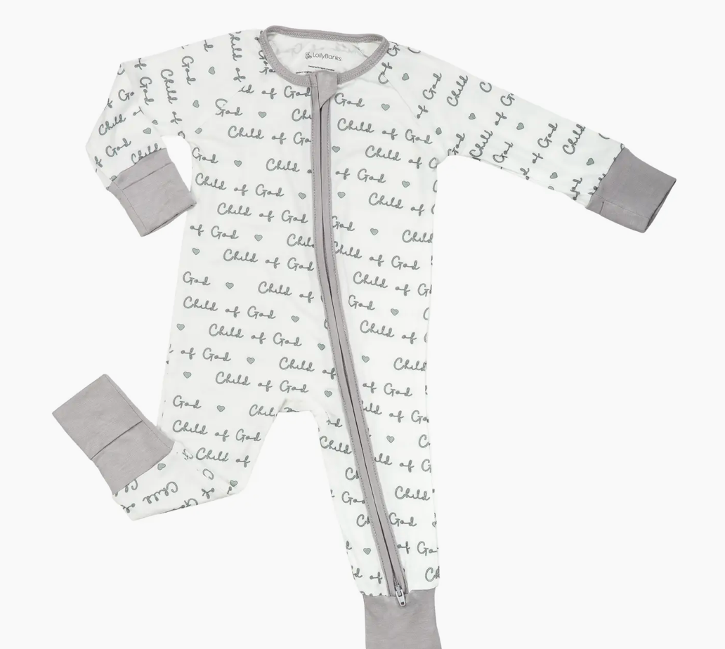 Child of God Baby Bamboo Pajamas | 2-Way Zipper Baby Romper
