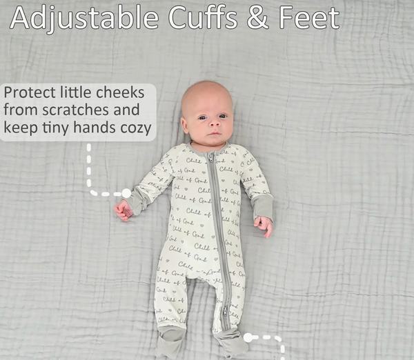 Child of God Baby Bamboo Pajamas | 2-Way Zipper Baby Romper