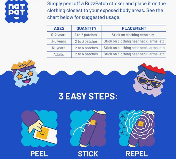 NATPAT BuzzPatch | Mosquito & Insect Repellent Stickers