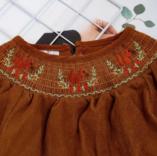 Corduroy Fall Girls Smock Dress