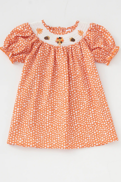 Thanksgiving Turkey Girls Smock Dress