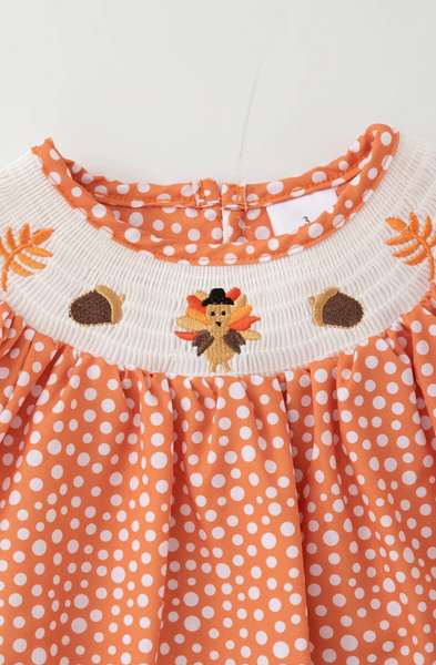 Thanksgiving Turkey Girls Smock Dress