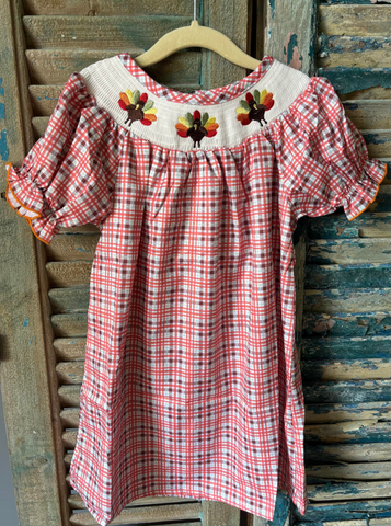 Girls Smocked Fall Plaid Bishop Dress