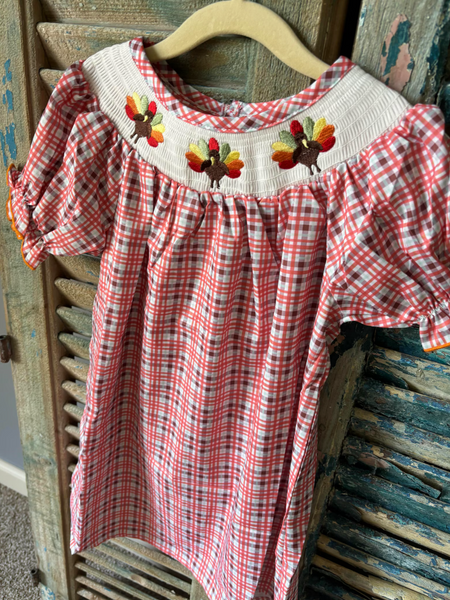 Girls Smocked Fall Plaid Bishop Dress