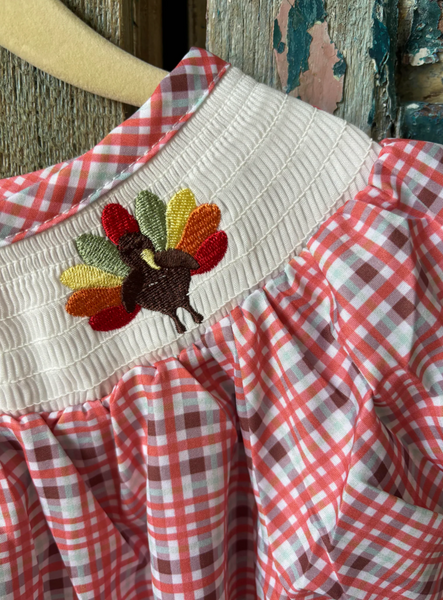 Girls Smocked Fall Plaid Bishop Dress