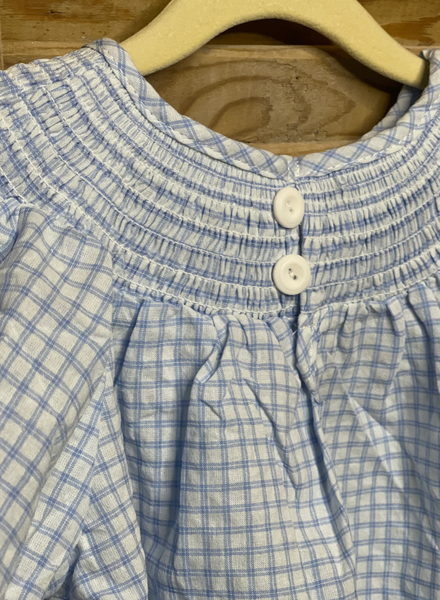 Girls Blue & White Smocked Dog with Dove/Quail Bishop Dress