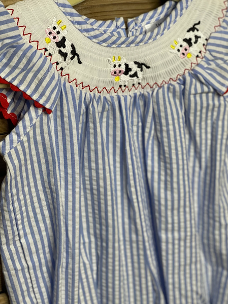 Girls Smocked Cow Romper