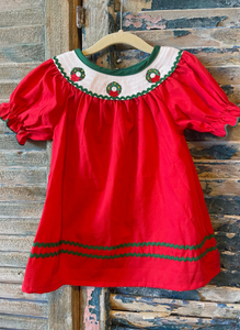 Girls Wreath Smocked Dress