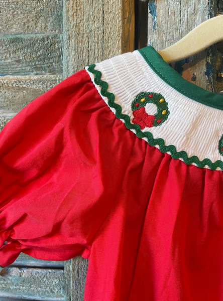 Girls Wreath Smocked Dress