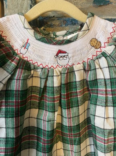 Girls Milk & Cookies Plaid Smocked Dress