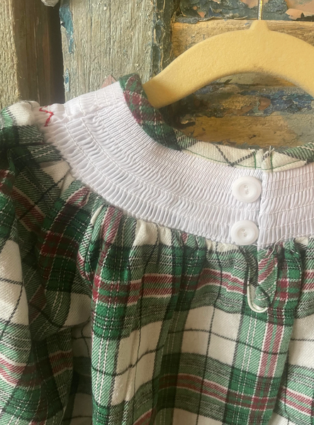 Girls Milk & Cookies Plaid Smocked Dress