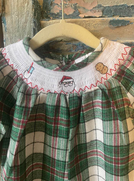 Girls Milk & Cookies Plaid Smocked Dress