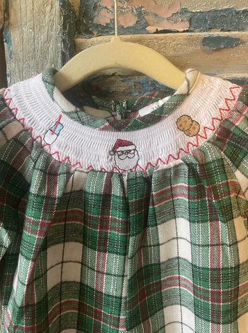 Girls Milk & Cookies Plaid Smocked Dress