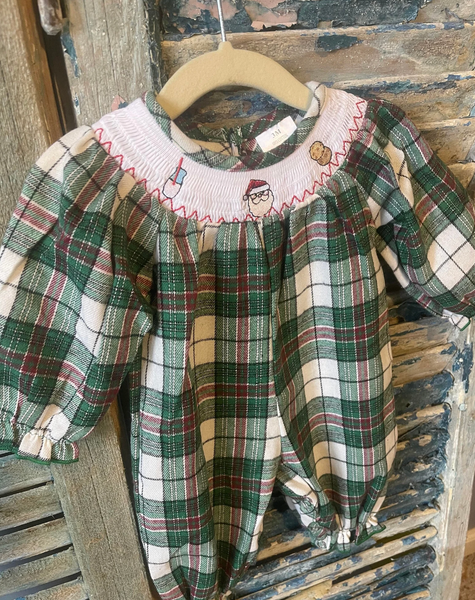 Girls Milk & Cookies Plaid Smocked Jumper