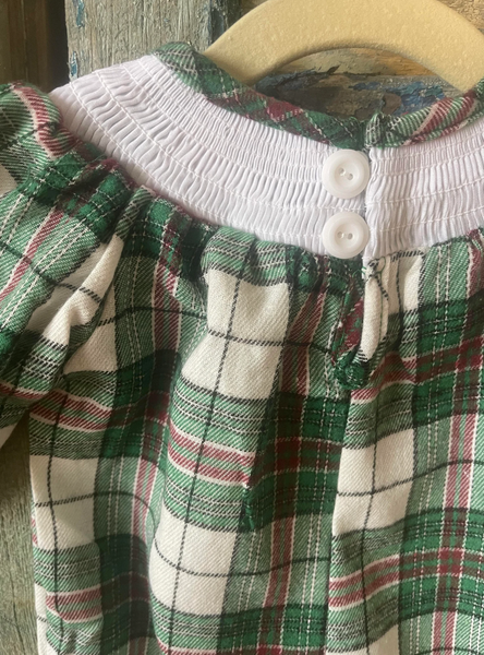 Girls Milk & Cookies Plaid Smocked Jumper
