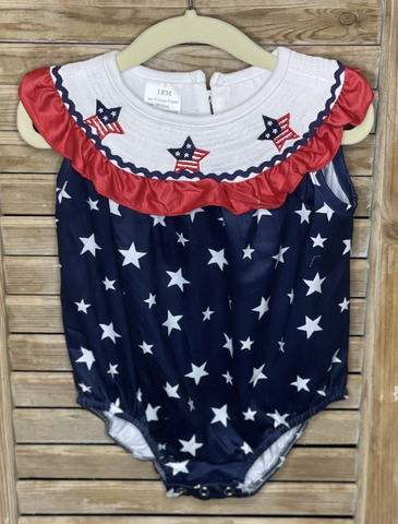 Girls Patriotic Ruffle Romper