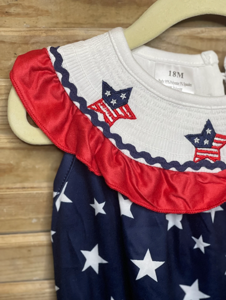 Girls Patriotic Ruffle Romper