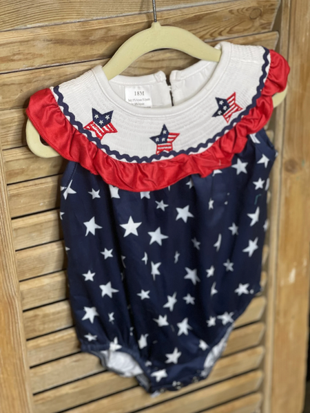 Girls Patriotic Ruffle Romper