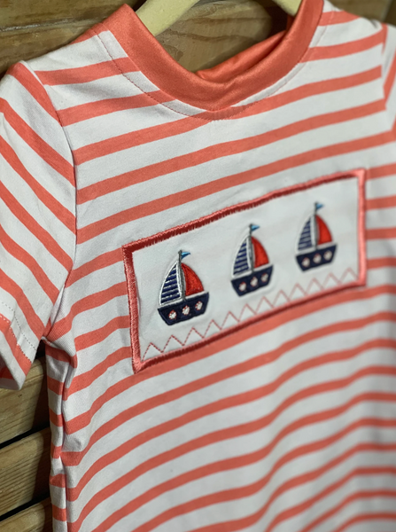 Boys Sailboat Applique Romper