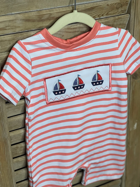 Boys Sailboat Applique Romper