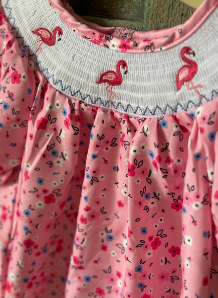 Girls Smocked Flamingo Shorts/Top Set