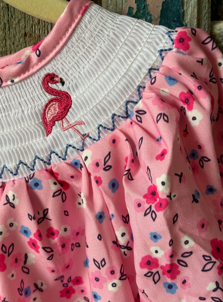 Girls Smocked Flamingo Shorts/Top Set