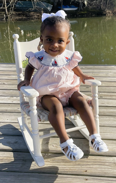 Girls Sailboat Smocked Romper