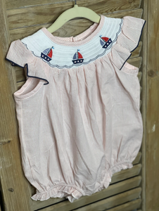 Girls Sailboat Smocked Romper