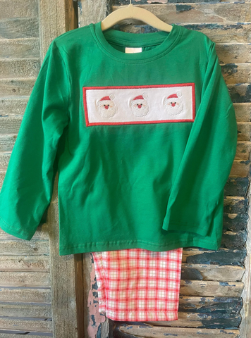 Boys Christmas Plaid Appliqué Set