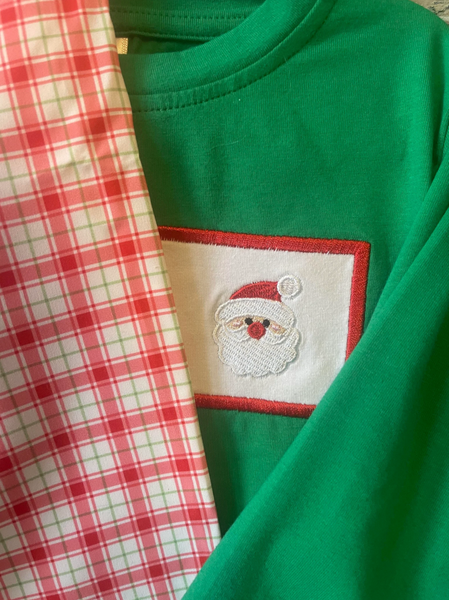 Boys Christmas Plaid Appliqué Set