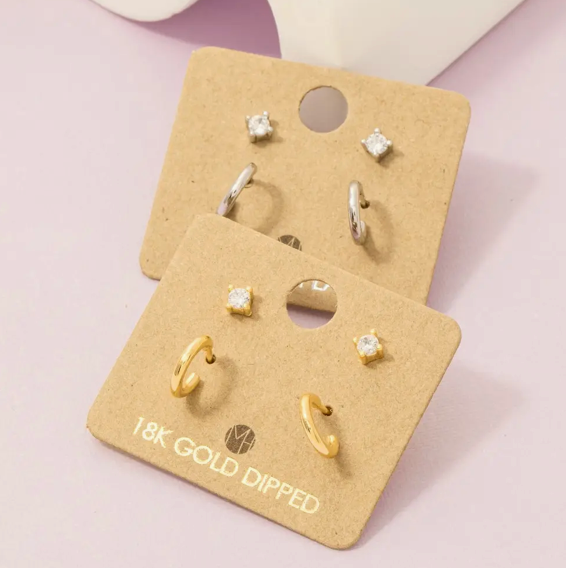 Set of 4 | Mini Stud Earrings