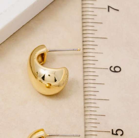 Gold Curved J Hoop Earrings
